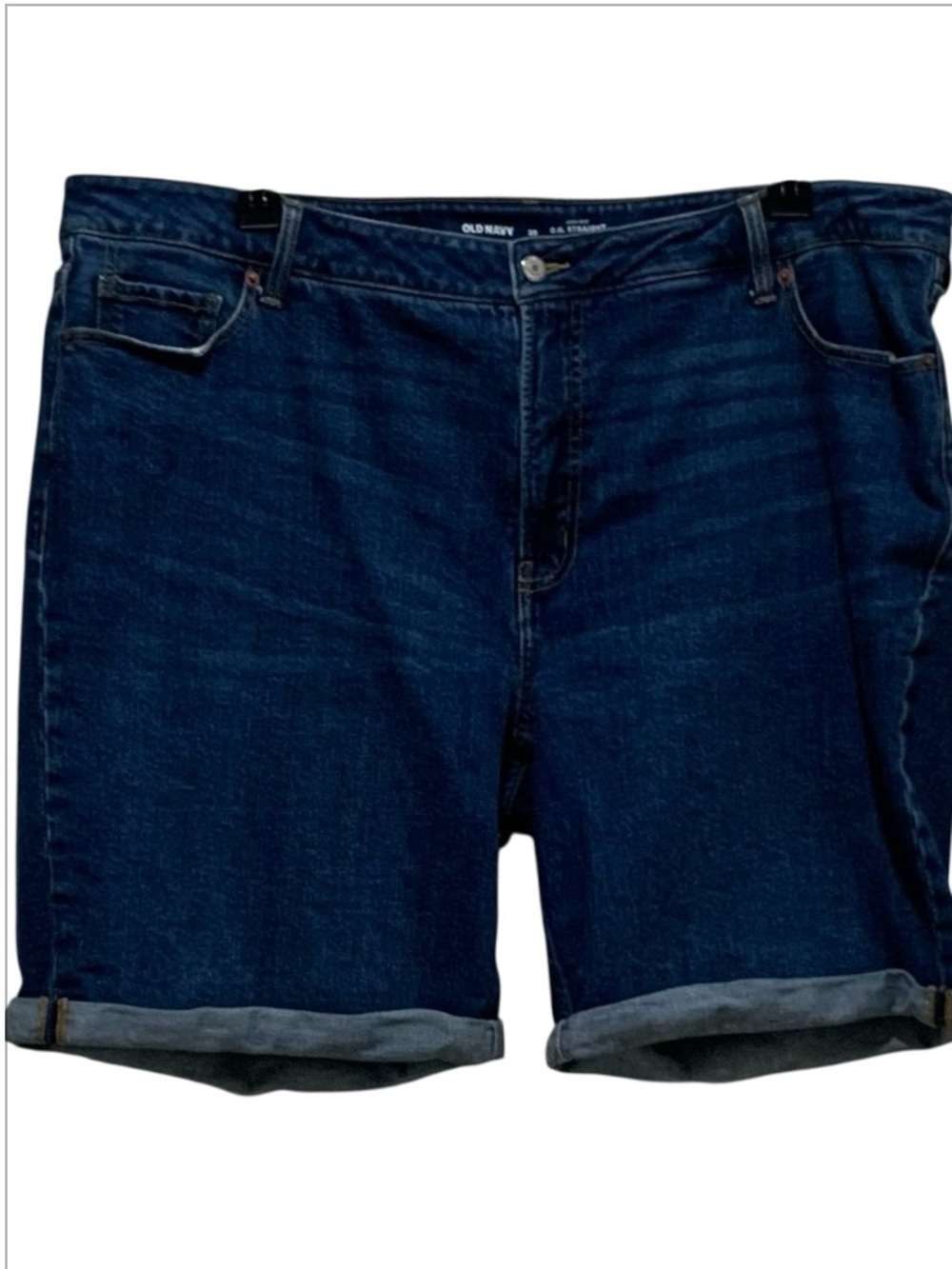 Old Navy Blue High-Rise Dark Wash Navy Denim Roll Cuff Bermuda Shorts  Size 20